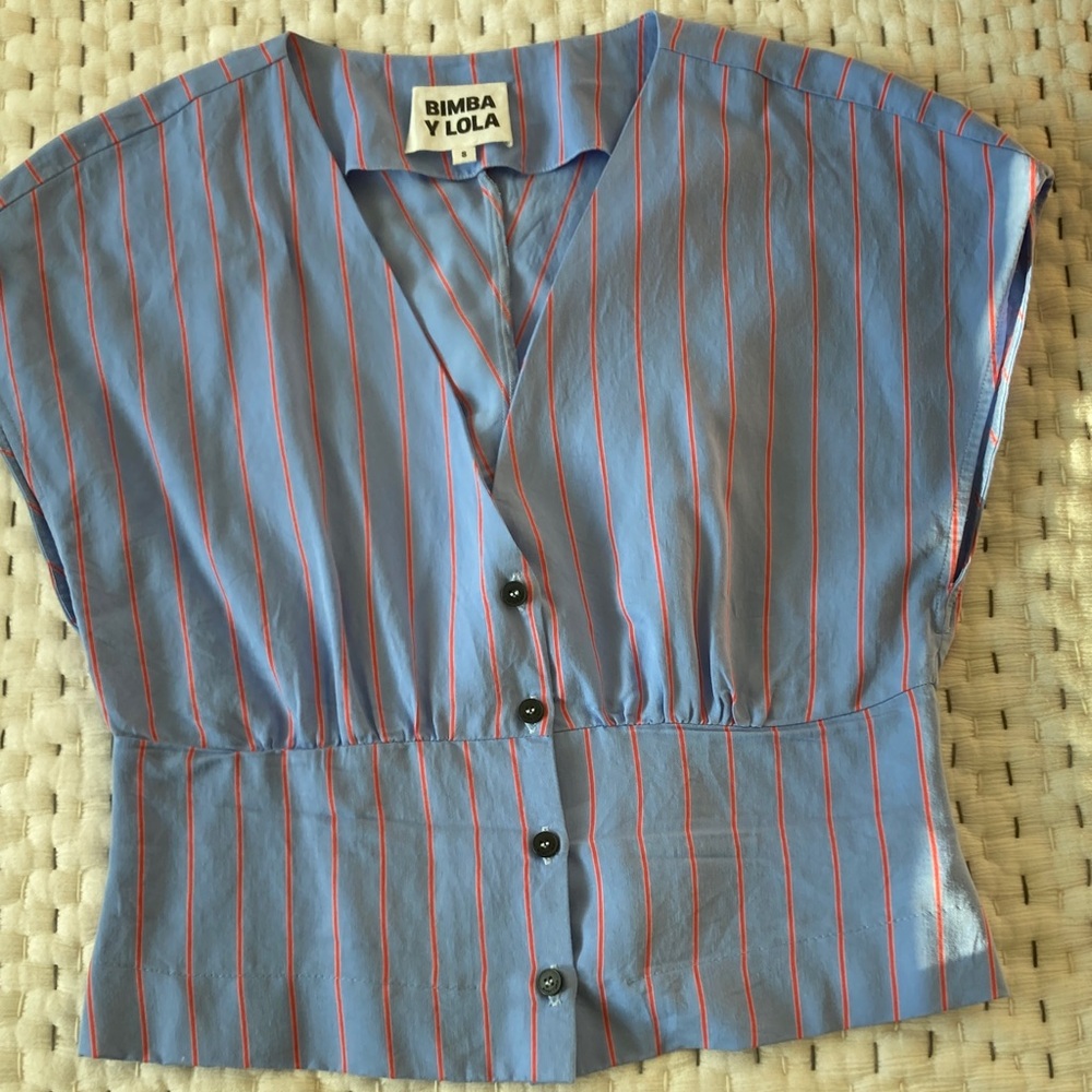 Bimba Y Lola Blue and Pink Striped Blouse